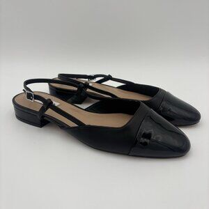 Steve Madden Women's Belinda-R Slingback Flats Black Cap Toe Size 9